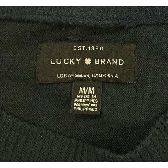 Lucky Brand Sweater Womens Medium Navy Blue Lightweight Casual Preppy - Picture 5 of 9